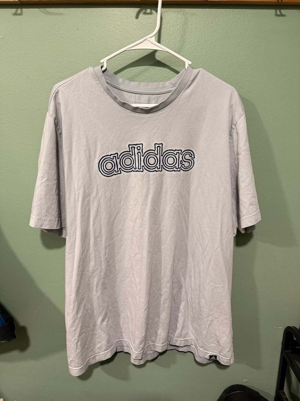 Adidas Graphic T-Shirt Size 2XL Light Blue Embroidered Logo Tee
